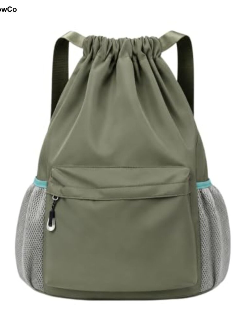 Waterproof Drawstring Backpack Nylon Gym Bag with Bottle Pocket